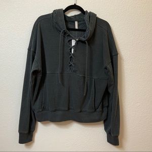 Free people women’s hooded sweatshirt washed black